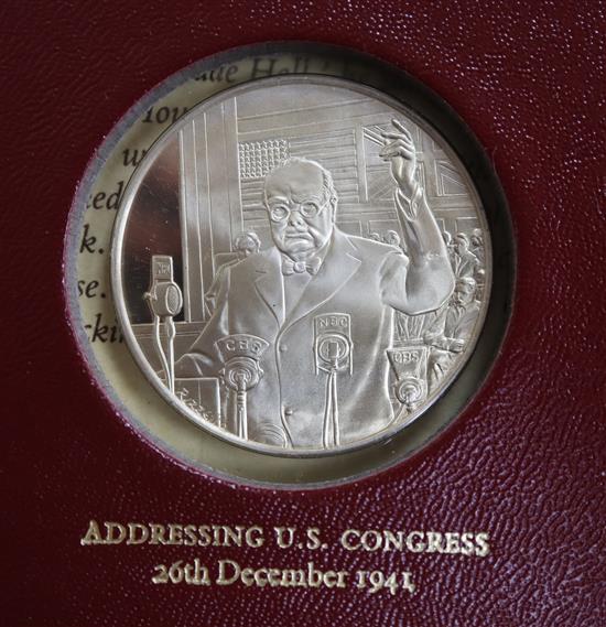 A John Pinches The Churchill Centenary Medals Album - twenty four silver medallions